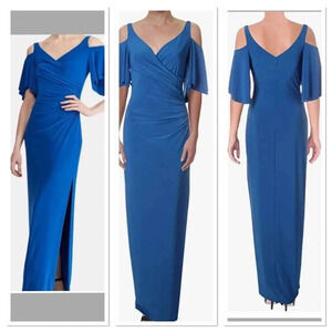 Pink Ralph Lauren Cold-Shoulder Jersey Gown